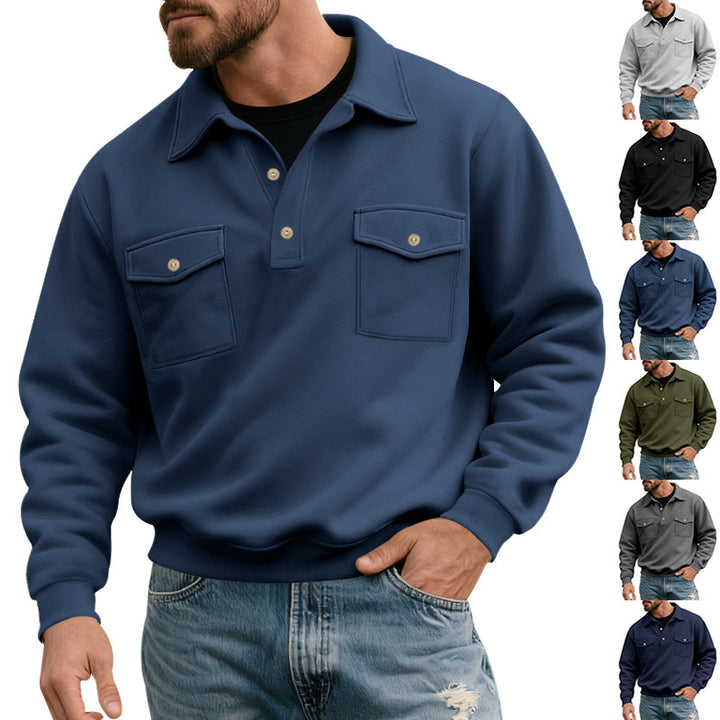 Herren komfortabler Pullover mit praktischen Brusttaschen Aliams