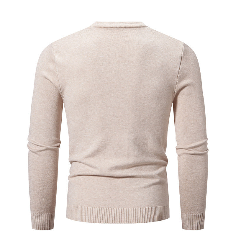 Herren Feiner Strickpullover mit Rundhalsausschnitt und Rippdetails Aliams