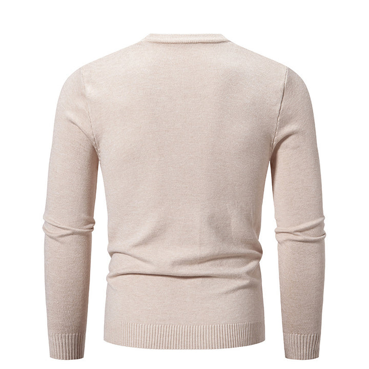 Herren Feiner Strickpullover mit Rundhalsausschnitt und Rippdetails Aliams