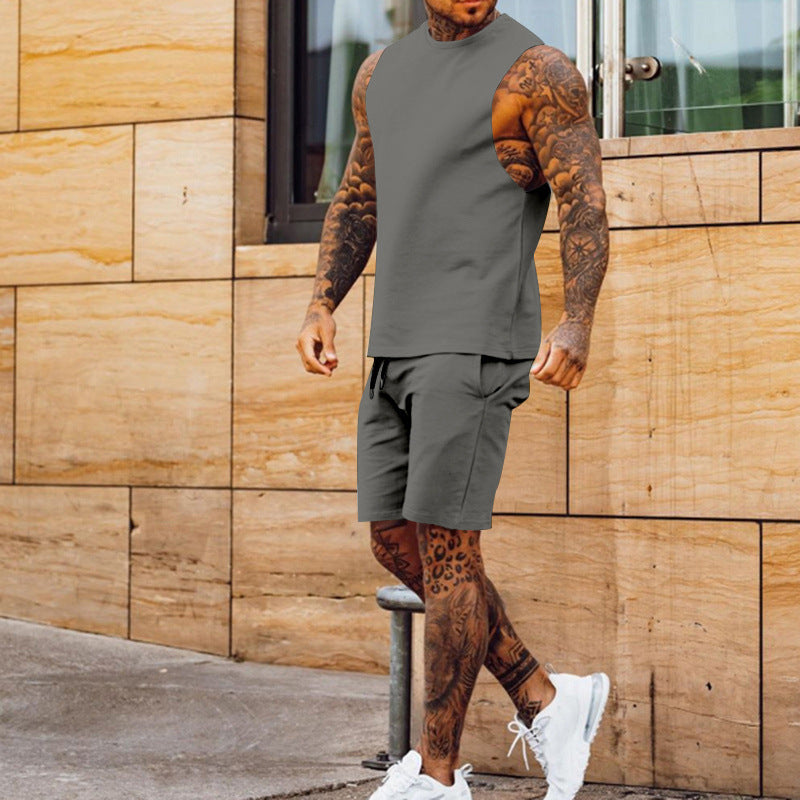 Herren sportliches Tanktop und Shorts-Set mit elastischem Bund Aliams