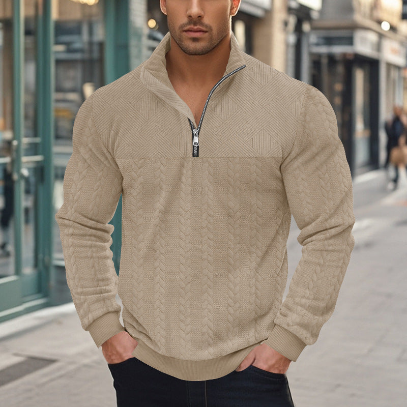 Herren Strickpullover mit modernem Reißverschluss und strukturiertem Design Aliams