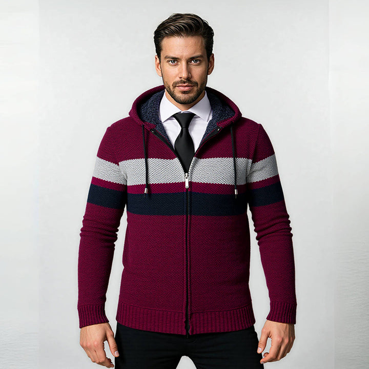 Herren stylische Strickjacke mit Kapuze und innovativem Design Aliams