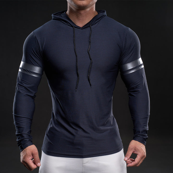 Herren sportliches Langarm-Hoodie-Shirt Aliams