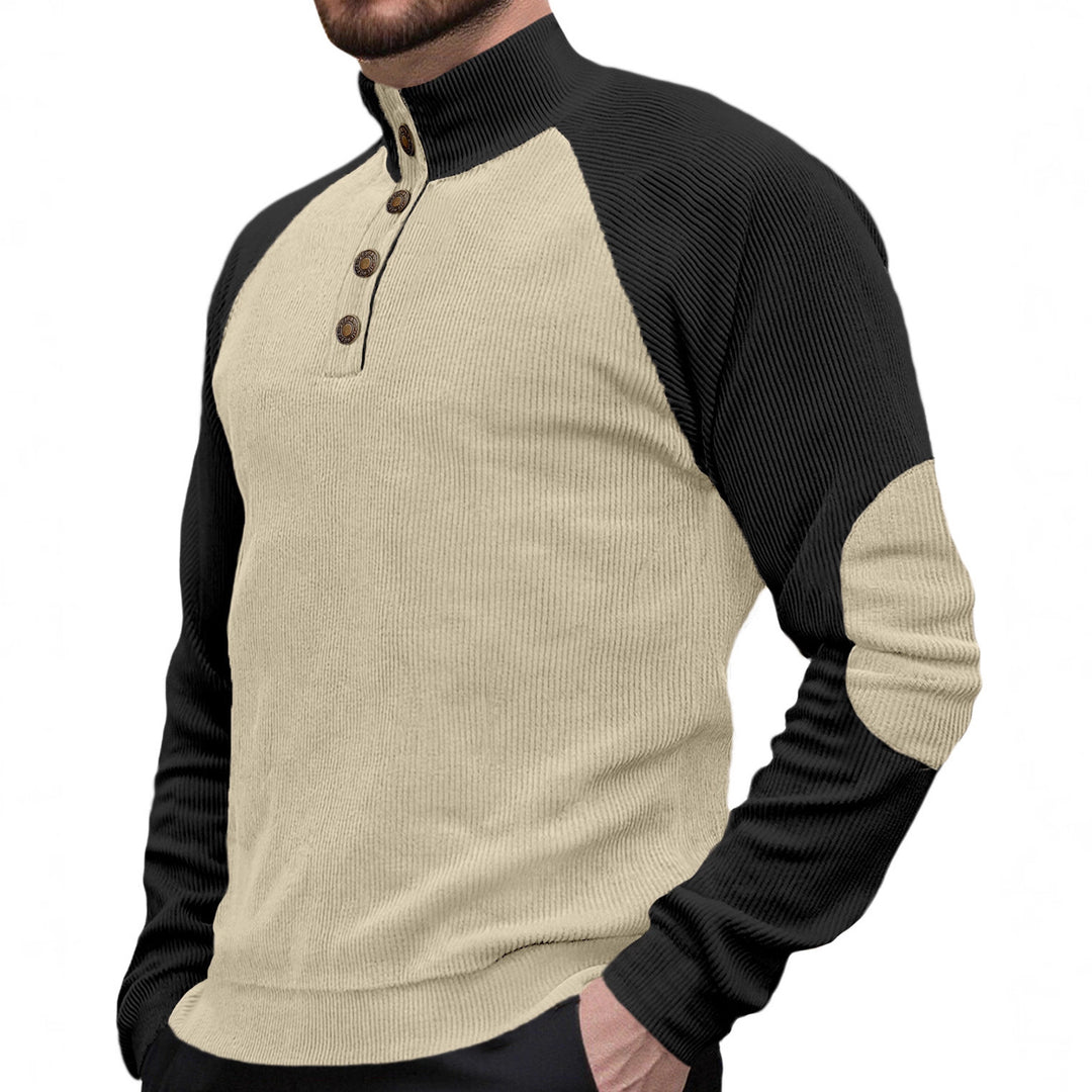 Herren Strickpullover mit modernem Knopfleisten-Design und Raglanärmeln Aliams