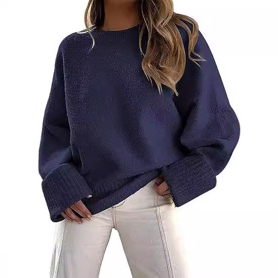 Damen gemütlicher Oversized Pullover mit strukturiertem Fleece Aliams