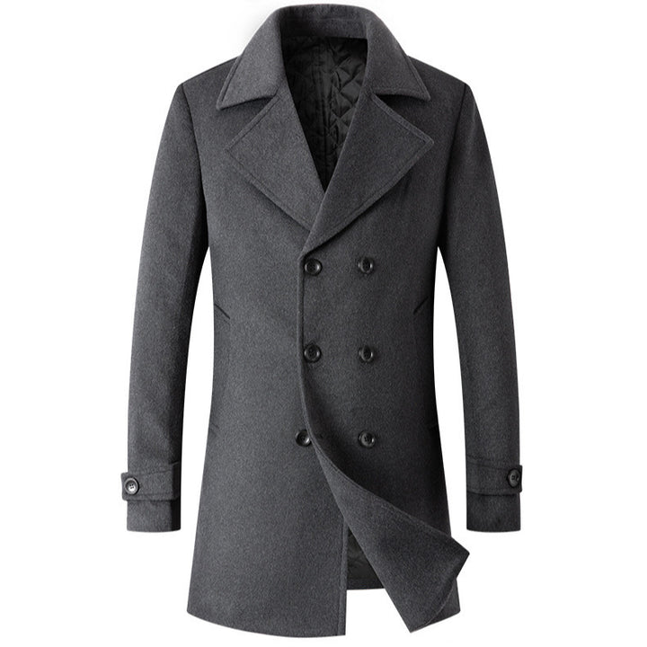 Herren eleganter und stylischer Doppeltreihiger Wollmantel Aliams