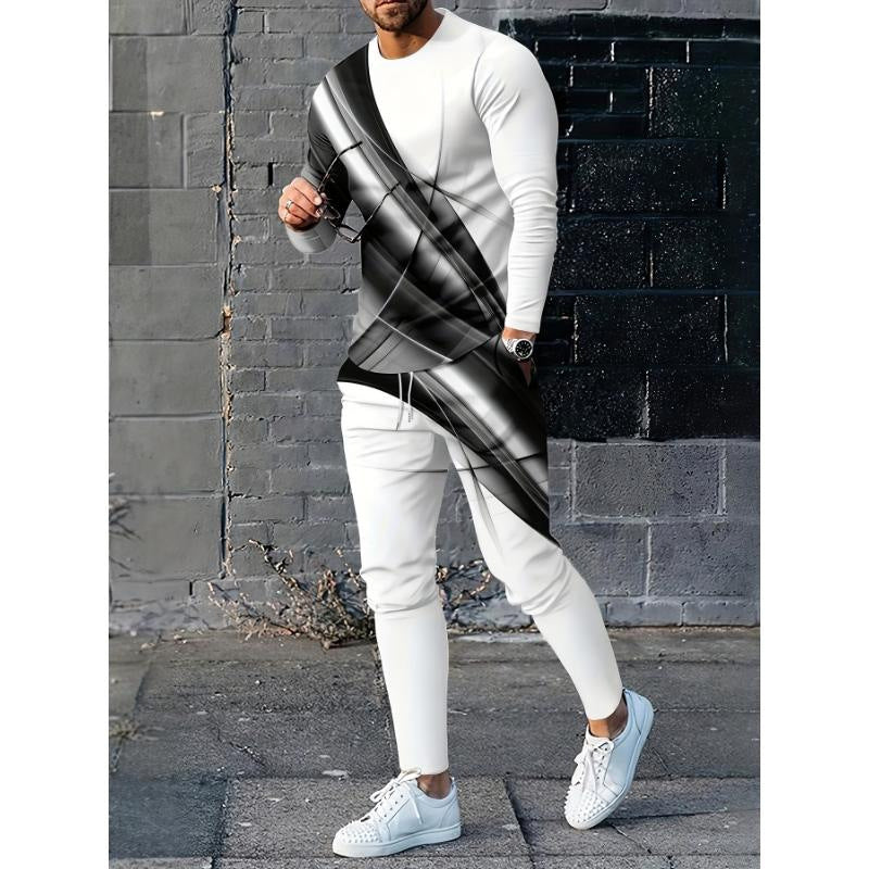 Herren Freizeitmode Set mit langlebigem Langarmshirt und bequemer Jogginghose Aliams