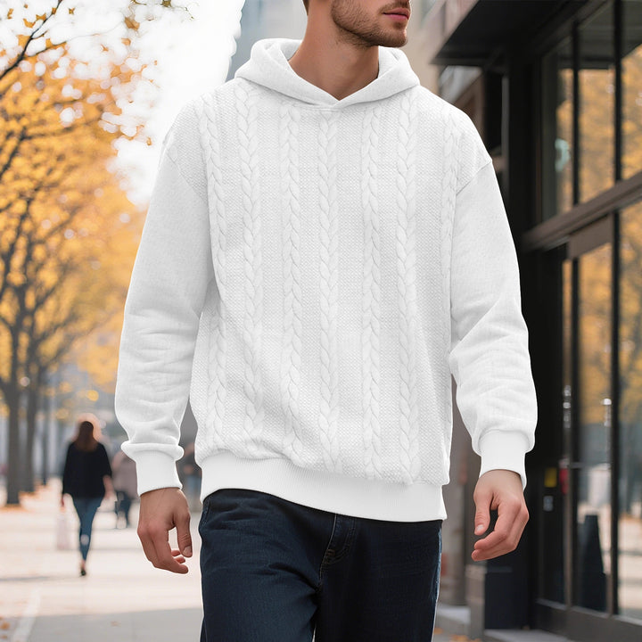 Herren Hoodie mit strukturiertem Strickmuster und modischen Akzenten Aliams