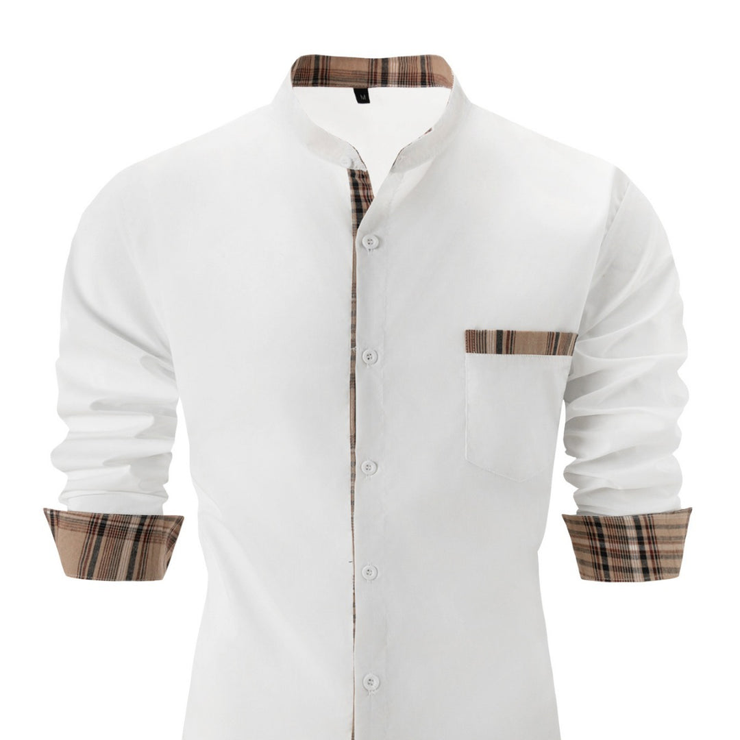 Herren Hemd mit Stehkragen und modischen Kontrastdetails Aliams