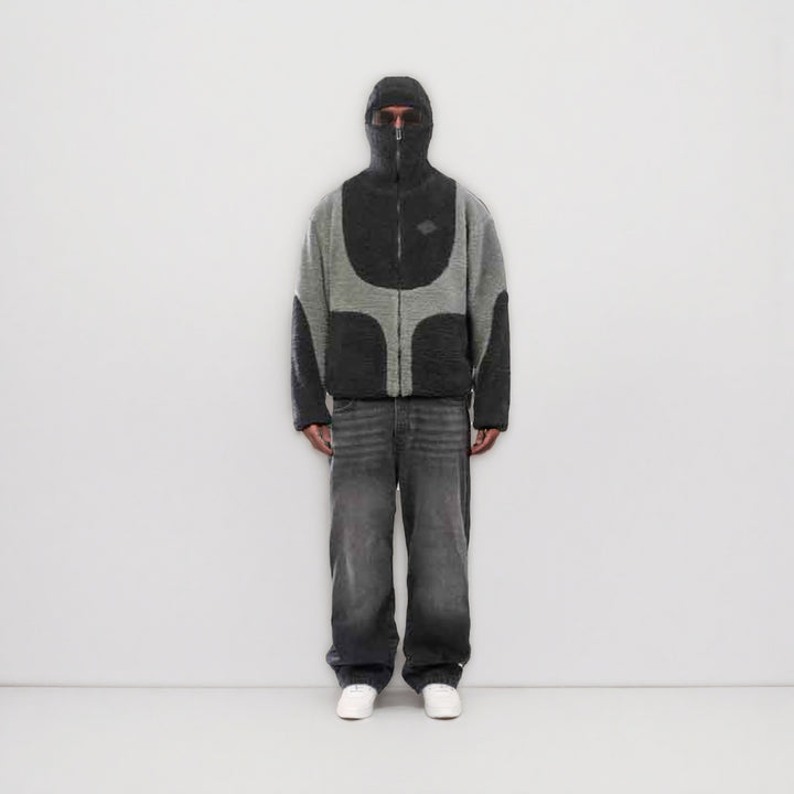 Herren Gemütliche Teddyjacke mit Kontrastnähten Aliams