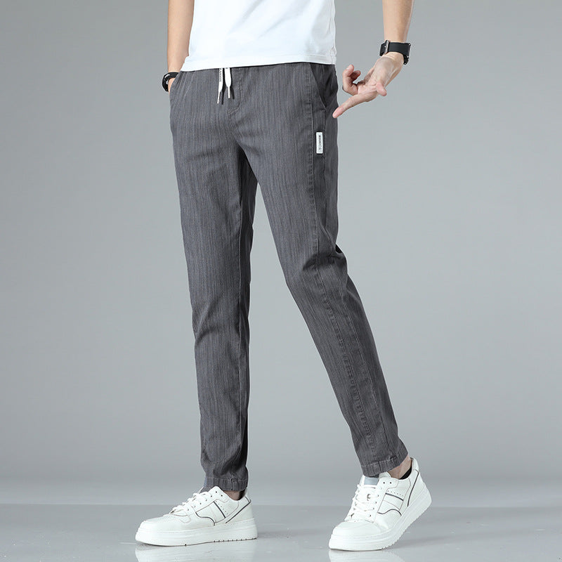 Herren bequeme Chinohose mit verstellbarem Bund und seitlichen Taschen Aliams