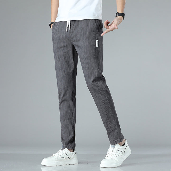 Herren bequeme Chinohose mit verstellbarem Bund und seitlichen Taschen Aliams