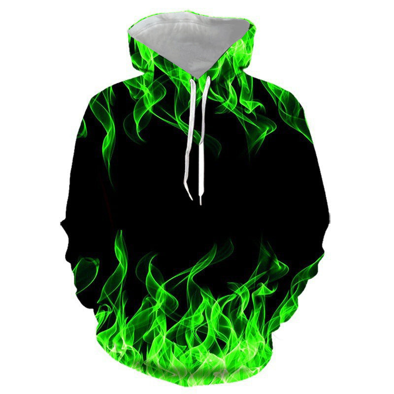 Unisex Kapuzenpullover mit auffälligem Flammenmotiv Aliams