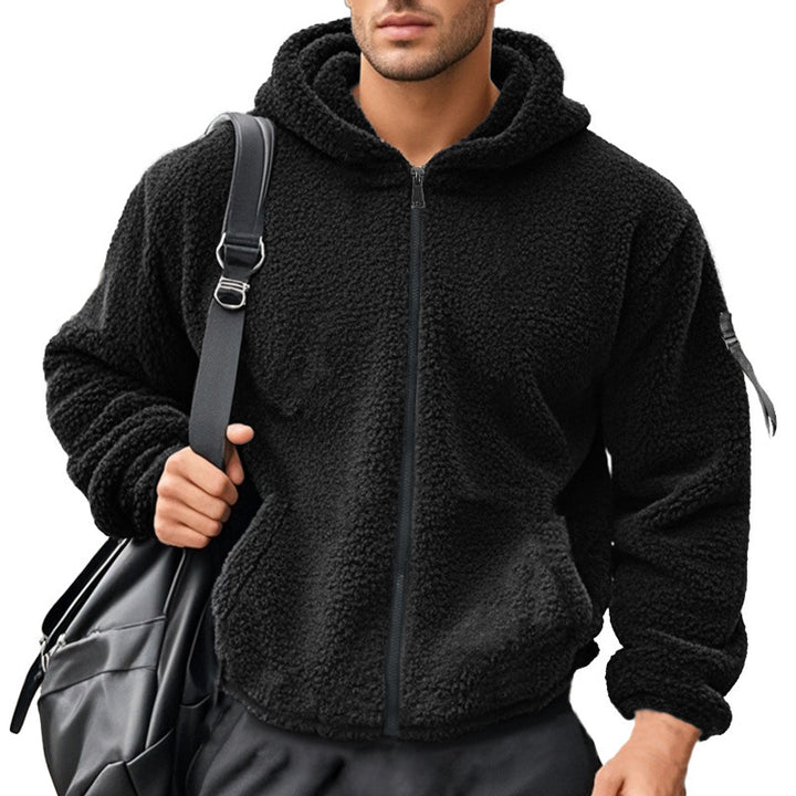 Herren weicher Fleece-Hoodie mit praktischem Reißverschluss und Kapuze Aliams