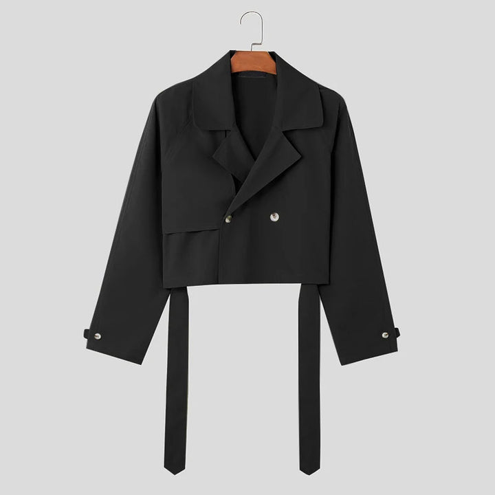 Damen Kurze Jacke mit doppelter Knopfleiste und bindbarem Saum Aliams