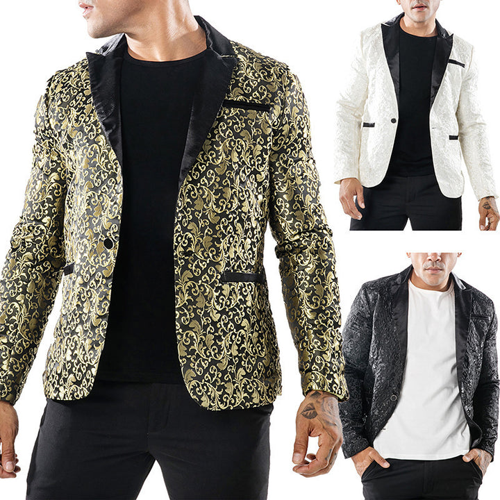 Herren eleganter Pailletten-Brokatblazer Aliams