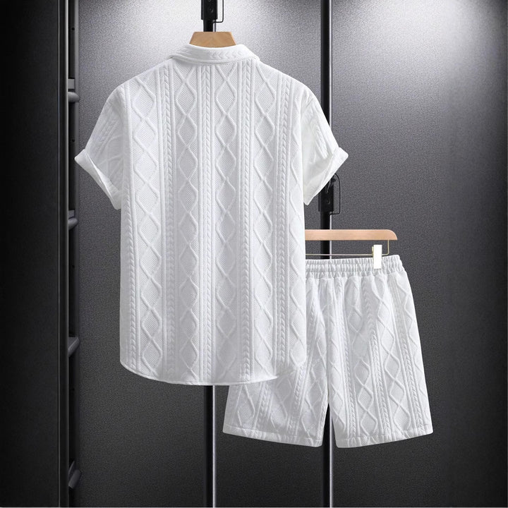 Herren stilvolles Kurzarm-Hemd mit passender Shorts Aliams