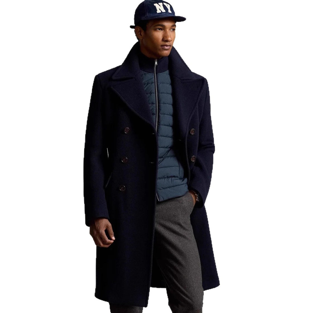 Herren eleganter doppelter Wollmantel mit abnehmbarer Steppjacke Aliams