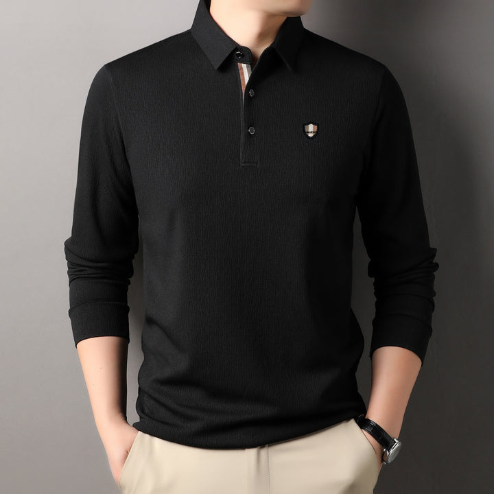 Herren elegantes Langarm Poloshirt mit strukturiertem Material und sportlichem Design Aliams