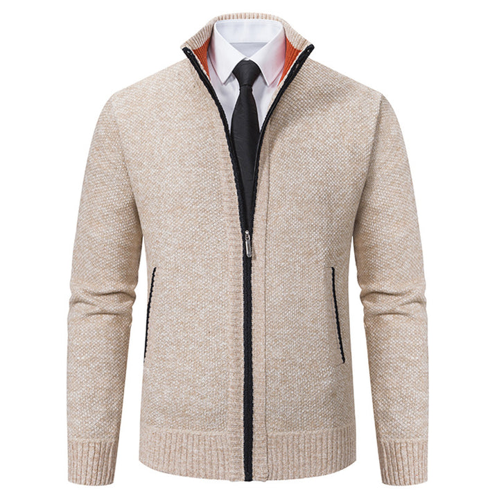 Herren elegante Strickjacke mit hohem Kragen und praktischem Reißverschluss Aliams
