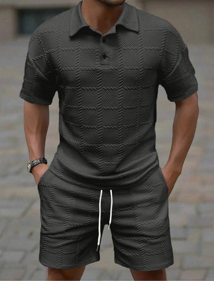 Herren Sportliches Kurzarm-Set mit strukturierter Oberfläche Aliams