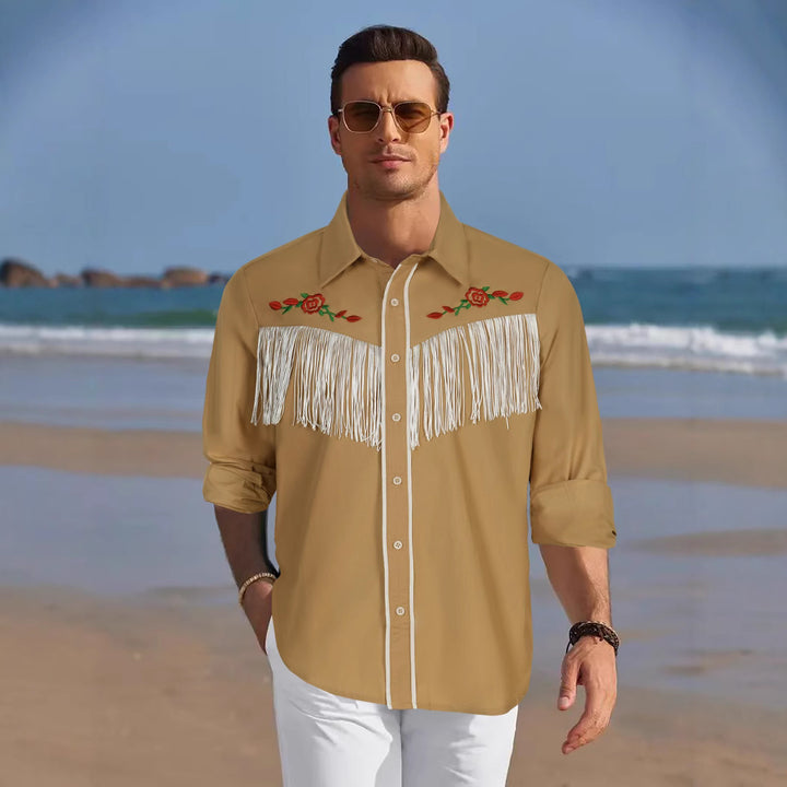 Herren Westernhemd mit Fransen und kunstvoller Bestickung Aliams