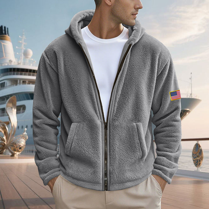 Herren Fleece-Hoodie mit praktischen Taschen und modernem Reißverschluss Aliams
