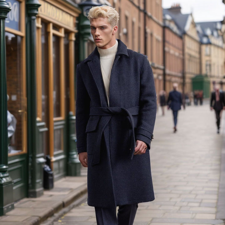 Herren klassischer Wollmantel mit hohem Kragen Aliams