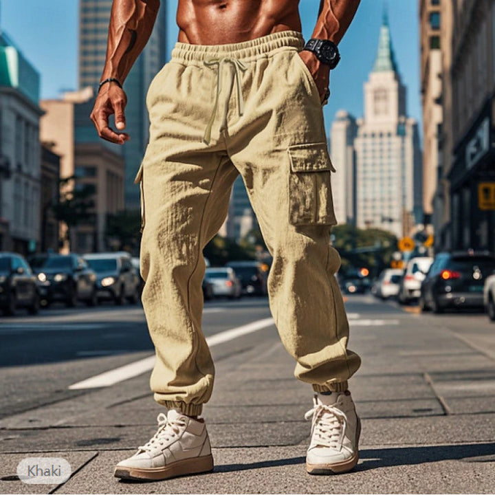 Herren Cargo-Hose aus atmungsaktivem Material mit elastischem Bund und praktischen Taschen Aliams