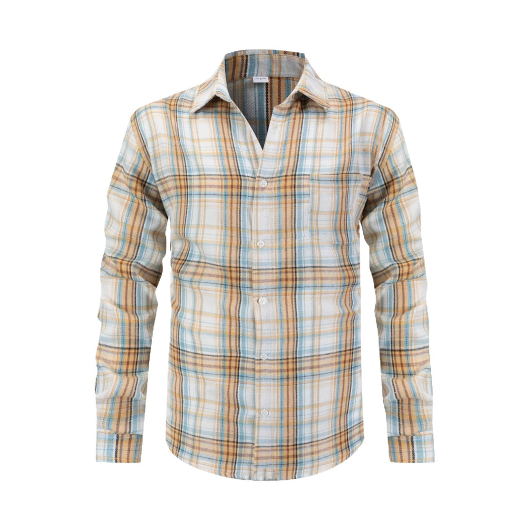 Herren kariertes Langarmhemd aus hochwertiger Baumwolle Aliams