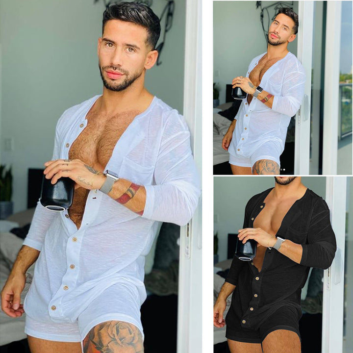 Damen Langarm Overall mit Knopfleiste und praktischer Brusttasche Aliams