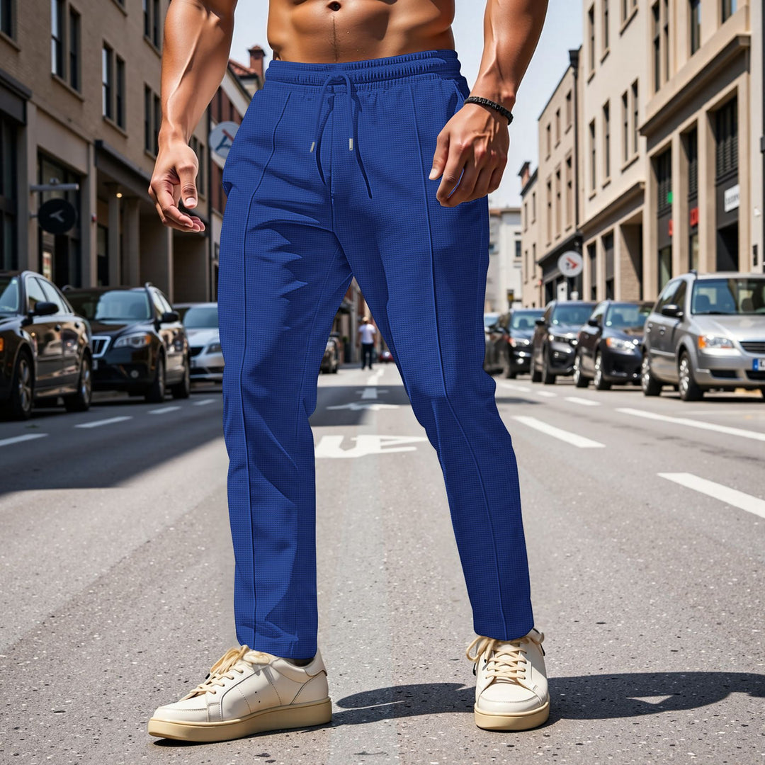 Herren elegante Freizeithose mit elastischem Bund und seitlichen Taschen Aliams