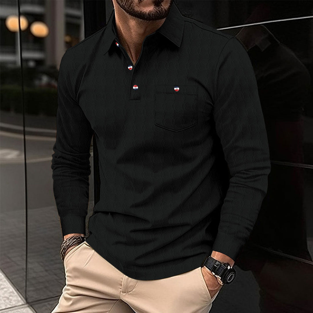 Herren elegantes Langarmhemd mit strukturiertem Design und modischen Akzenten Aliams