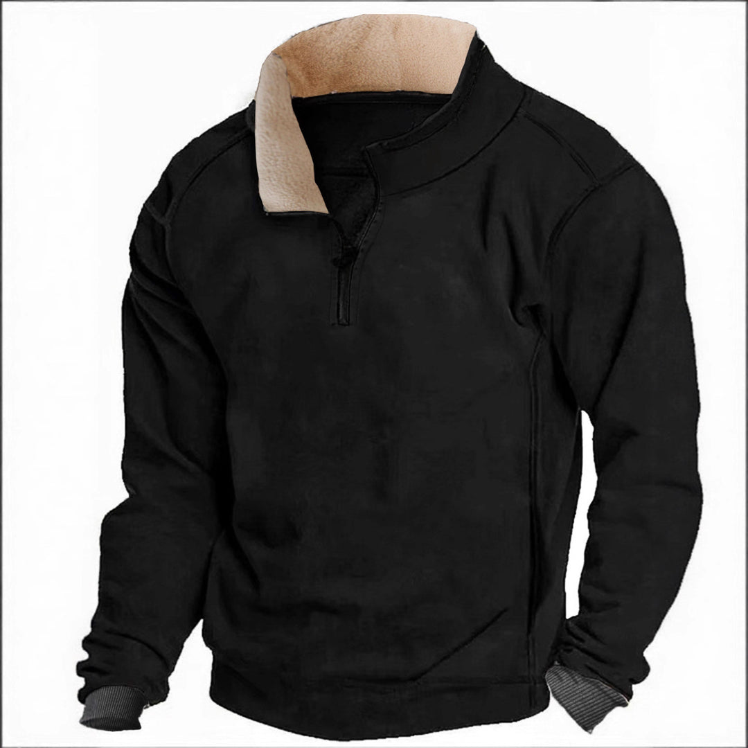 Herren Fleece-Pullover mit Stehkragen und praktischer Reißverschlussöffnung Aliams