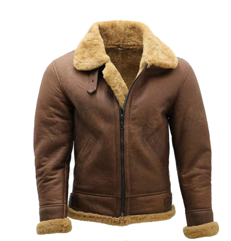 Herren Flugjacke aus hochwertigem Lammleder mit wärmendem Kunstfellfutter Aliams