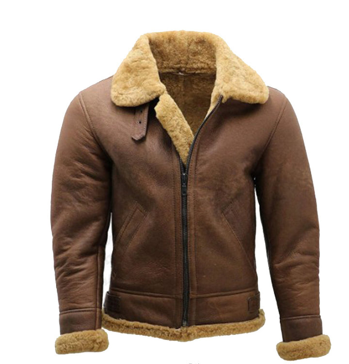 Herren Flugjacke aus hochwertigem Lammleder mit wärmendem Kunstfellfutter Aliams