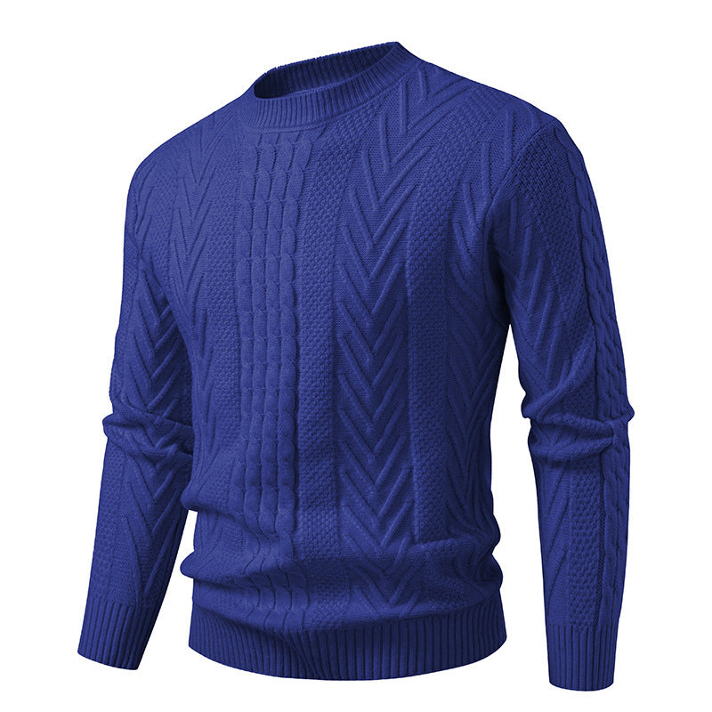 Herren Grobstrickpullover mit Zopfmuster und Rundhalsausschnitt Aliams