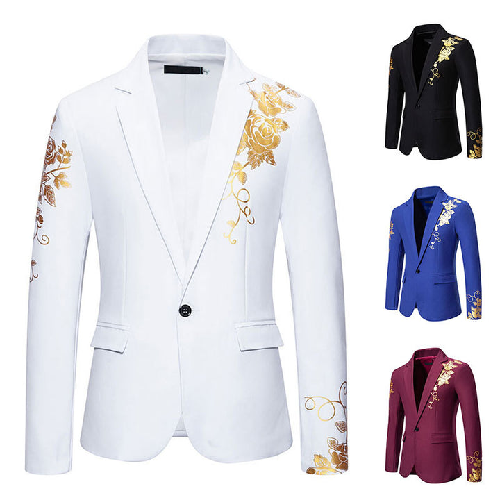 Herren eleganter Blazer mit floralen Details und strukturiertem Design Aliams