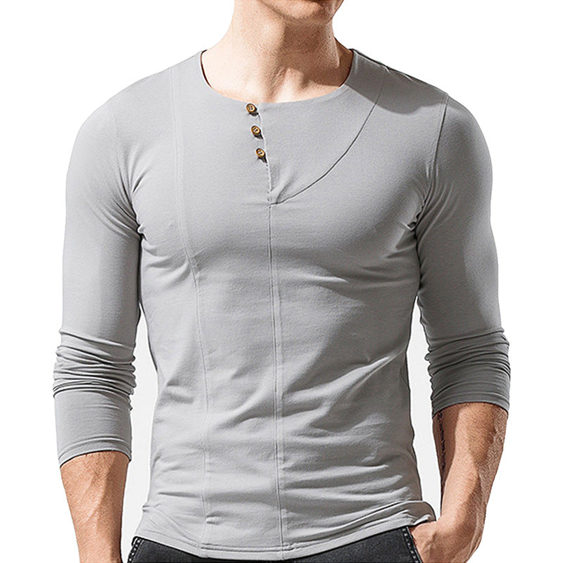 Herren elegantes Langarmshirt mit Knopfdetails Aliams