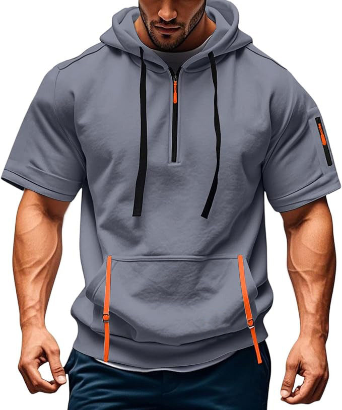 Herren Kurzarm-Hoodie mit praktischem Reißverschluss Aliams
