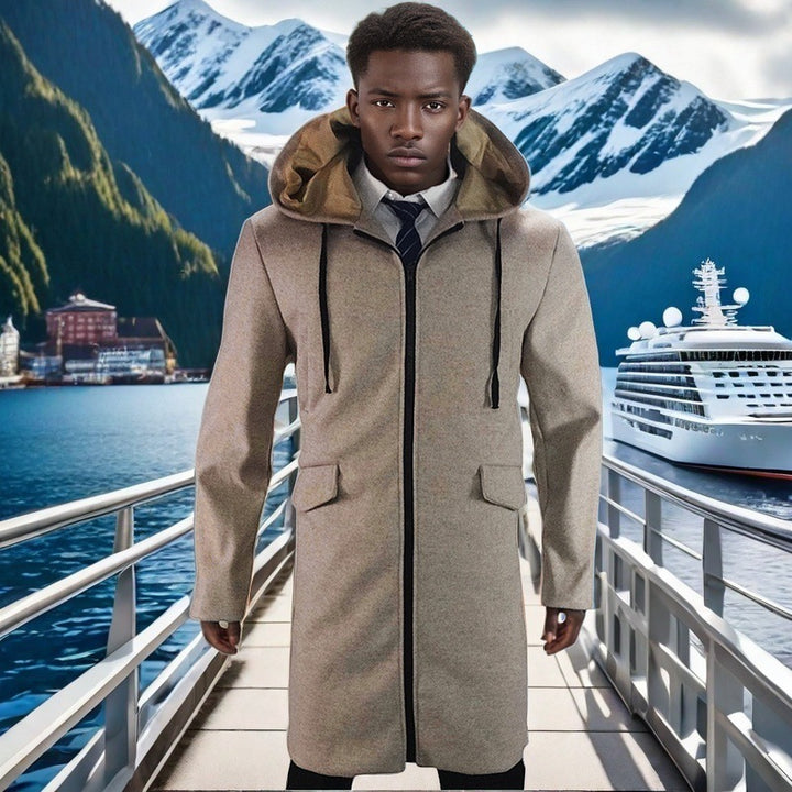 Herren eleganter Parka mit Kapuze und praktischen Taschen Aliams
