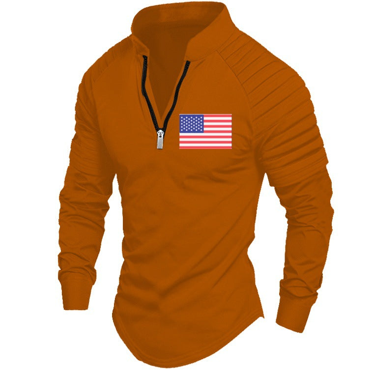 Herren sportliches Oberteil mit Reißverschluss und dekorativem Schulterdesign Aliams