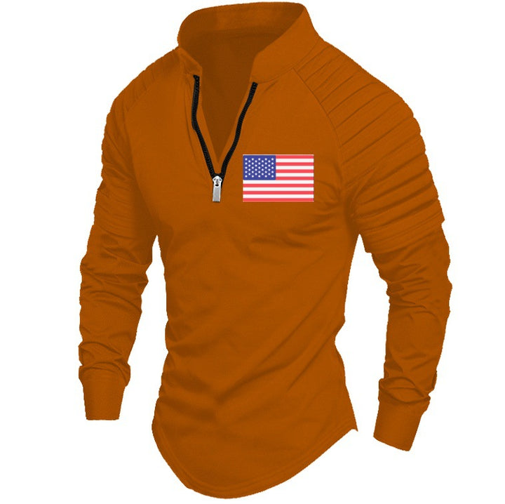 Herren sportliches Oberteil mit Reißverschluss und dekorativem Schulterdesign Aliams