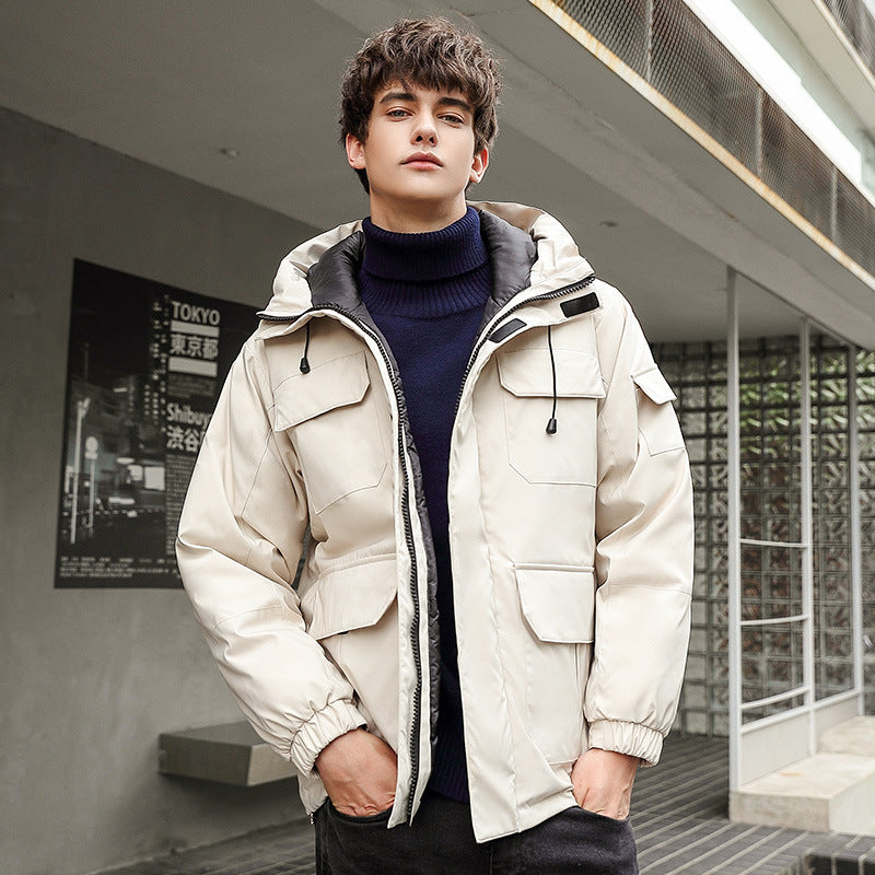 Herren wetterfeste Utility-Jacke mit Kapuze und Taschen Aliams