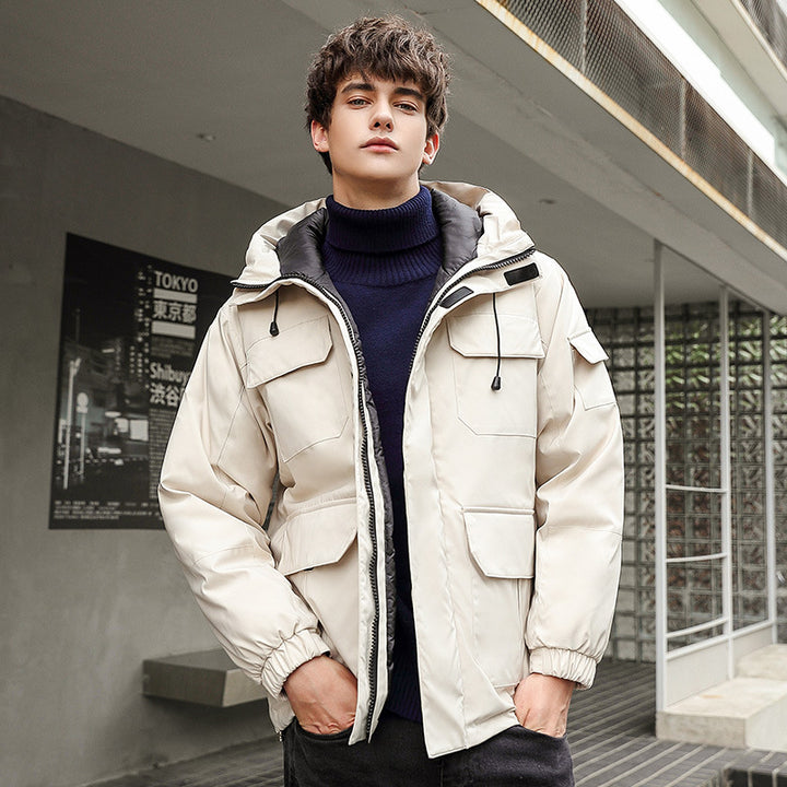Herren wetterfeste Utility-Jacke mit Kapuze und Taschen Aliams