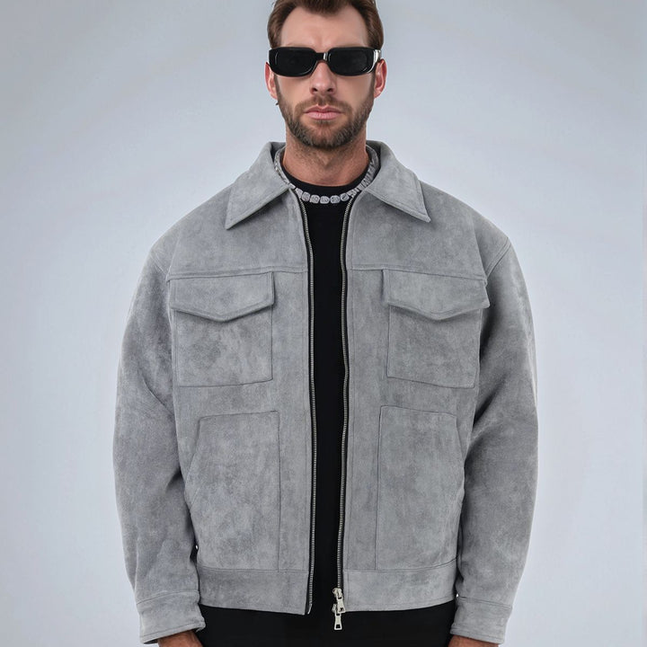 Herren Kunstlederjacke im modernen Look mit praktischen Taschen Aliams
