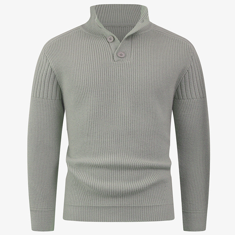 Herren Strickpullover mit hohem Kragen und Knopfdetails Aliams