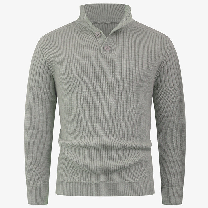 Herren Strickpullover mit hohem Kragen und Knopfdetails Aliams