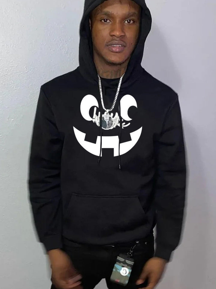 Herren Kapuzenpullover mit künstlerischem Gesichtsmotiv Aliams