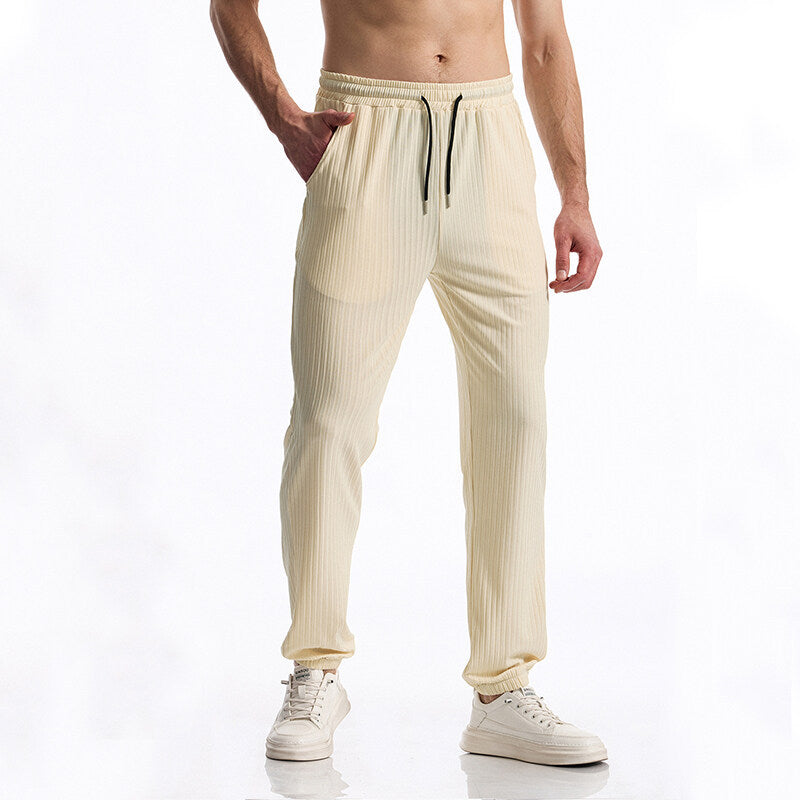 Herren Bequeme Freizeithose mit elastischem Bund und strukturiertem Design Aliams